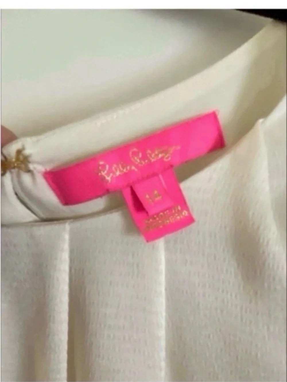 LILLY PULITZER Ivory Silky Satin Peplum Blouse Size 14
